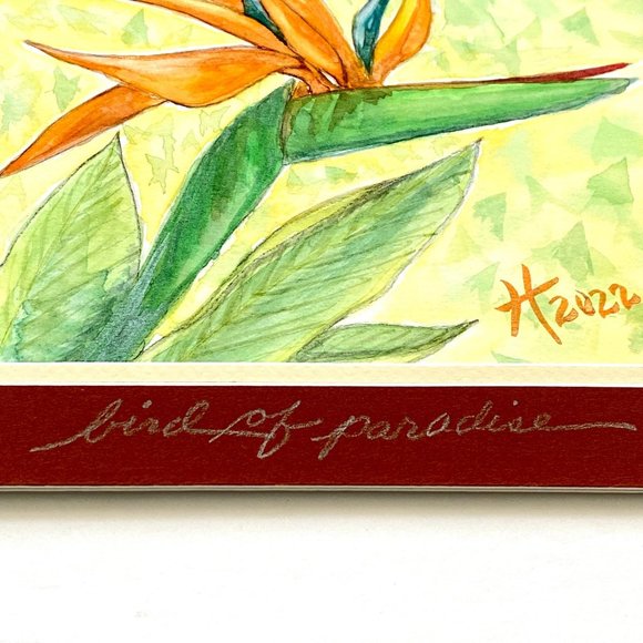 Bird of Paradise - Original Wall Art Handmade Watercolor Florida Flowers 8"x10" - Picture 5 of 6
